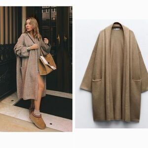 Zara Soft Knit Oversized Long Cardigan Coat